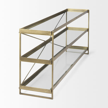 Gold Metal W/Glass Console Table