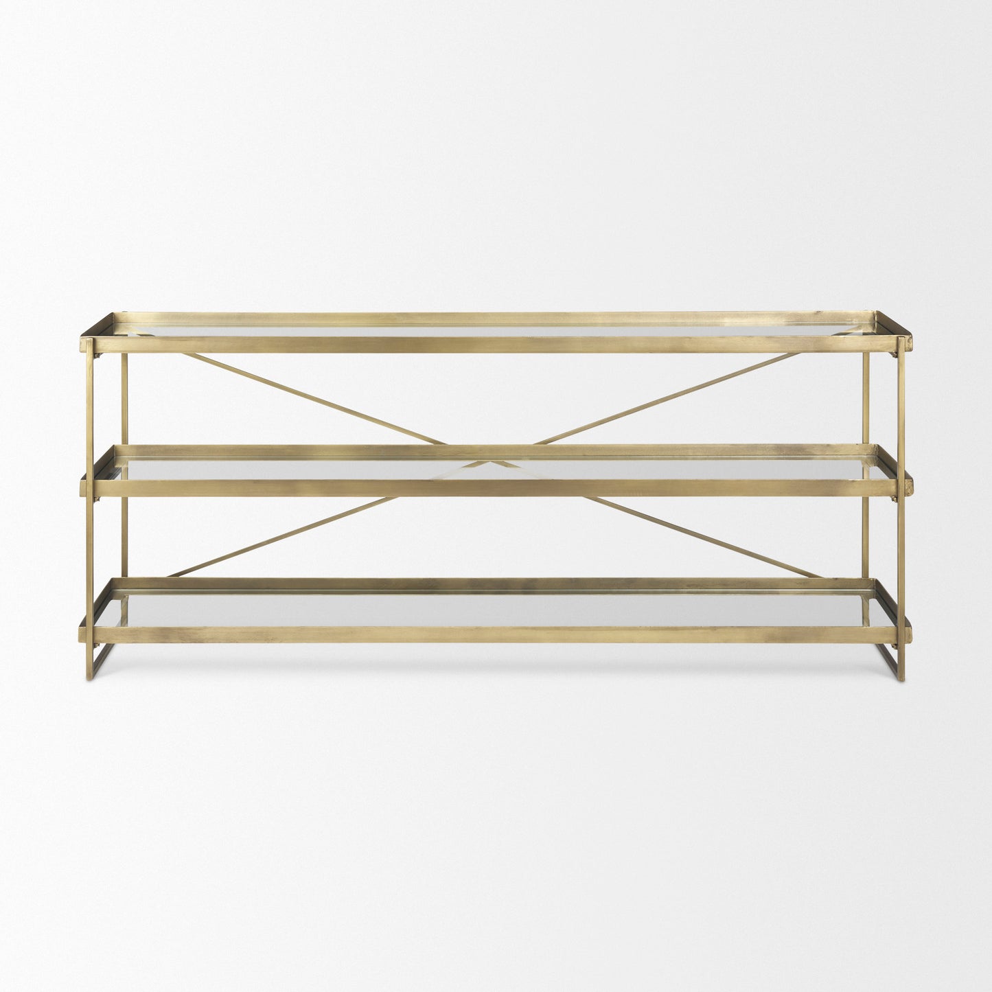 Gold Metal W/Glass Console Table