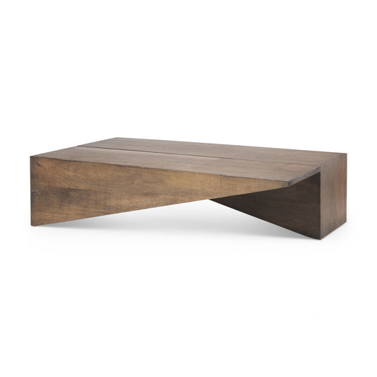 Angular Mango Wood Coffee Table with Rustic Design