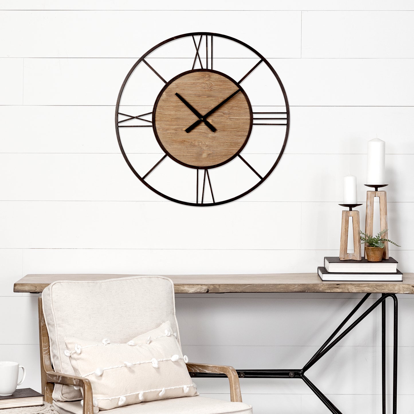 Elegant Roman Numeral Wall Clock with Open Design