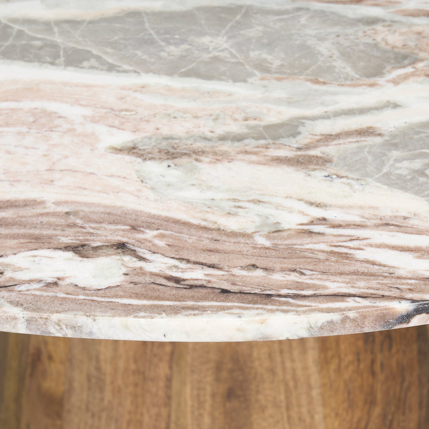 Easthampton Pink Marble & Wood Dining Table